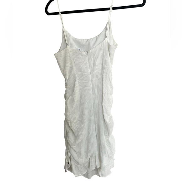 SELFIE LESLIE gauze White spaghetti straps RUCHED SIDE MINI DRESS Sz Small - Picture 9 of 13